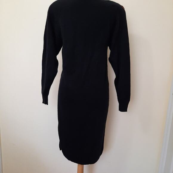 NWT VTG  Long Sleeve Short Sweater Dress Sz Small Black Beaded Rhinestone Detail - Picture 5 of 11
